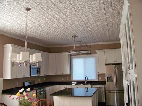 DIY glue up faux tin ceiling tiles
