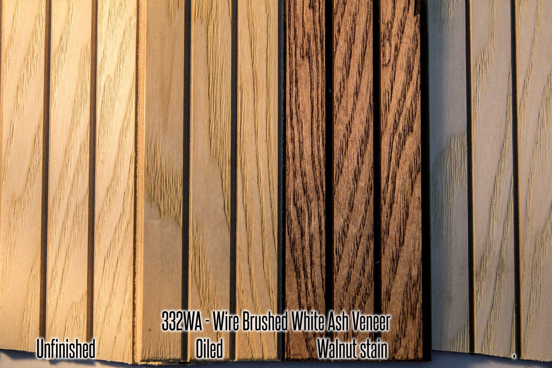 332 White Ash Wood Tambour Veneer Wall Panel 4x8 feet for walls, ceilings, wainscot, bar fronts, tambour cabinets, and more! Easily install in bars, restaurants, hotels, homes, condos, apartments, etc. Easily stain or clear coat!