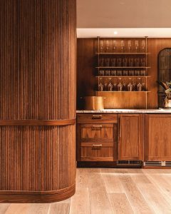 Tambour, wood wall, flexible wood wall panels, SKB Architects