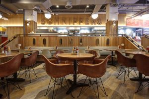 solid wood tambour wall restaurant