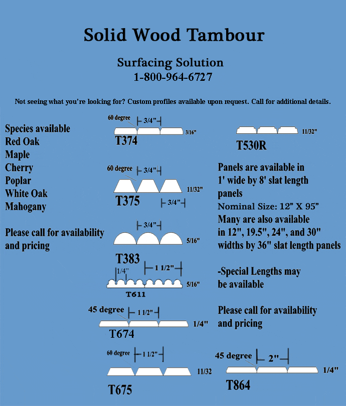 Solid Wood Tambour panels for Walls, Ceilings, wainscots, pole wraps and more!